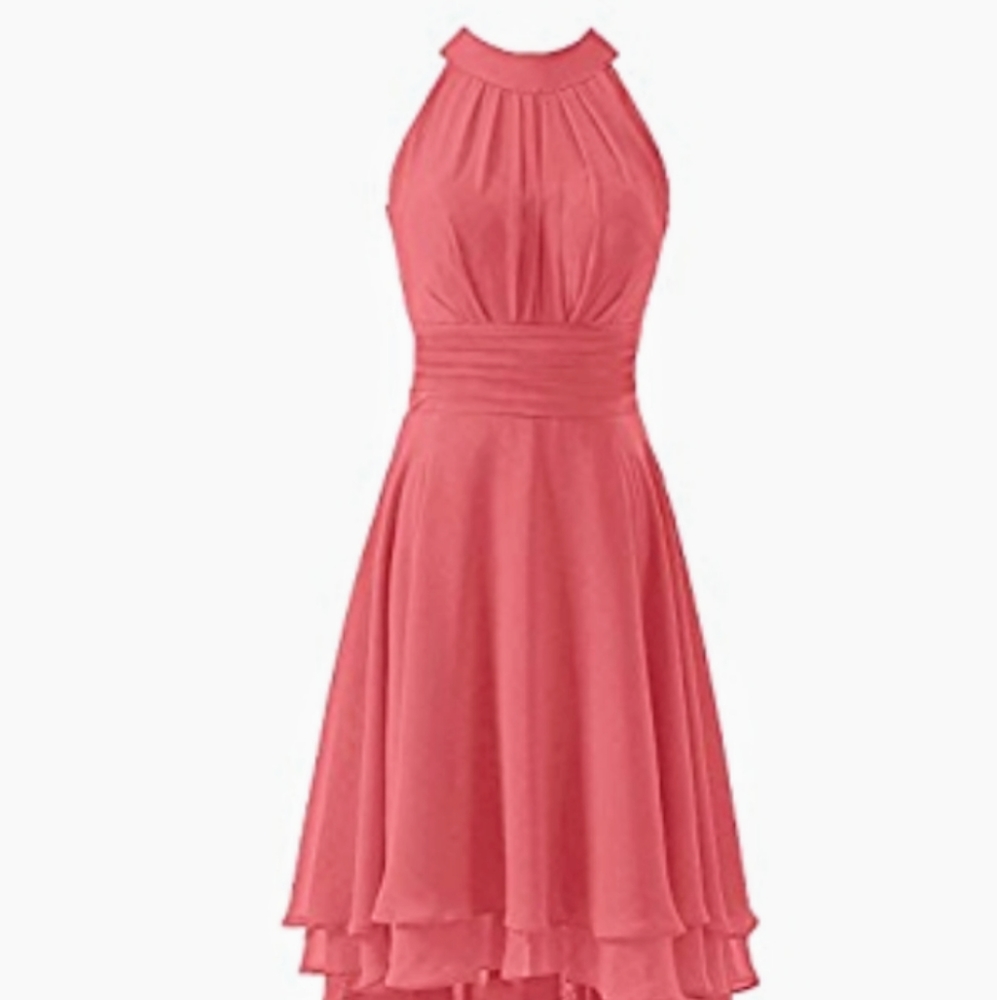 Coral sleeveless high low dress